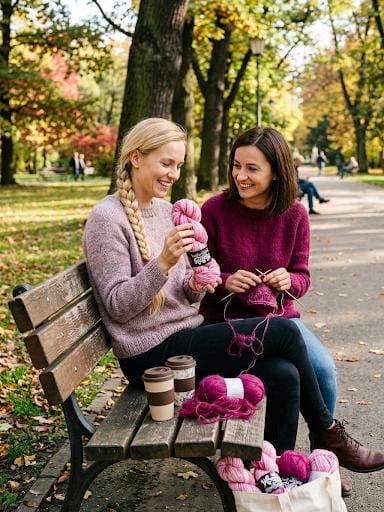 Dwie kobiety w parku ogladfaja motki